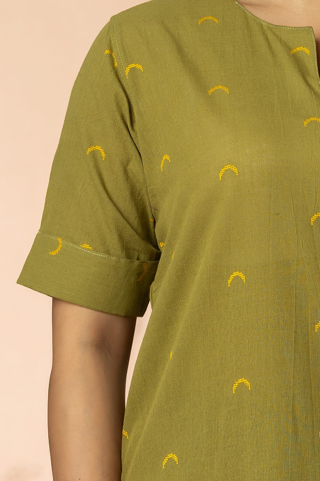 Moss Green Women Cotton Buta Long Kurta