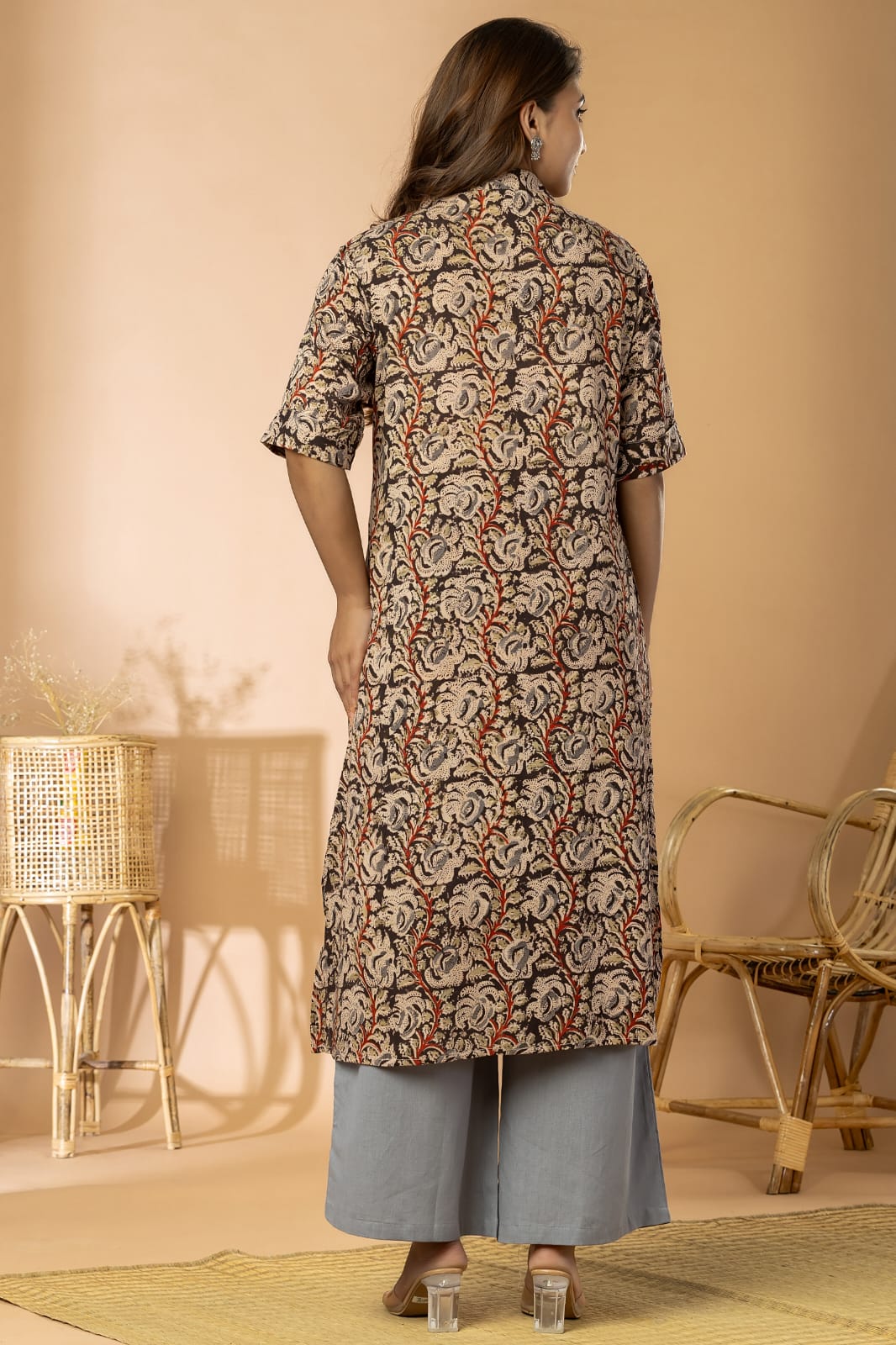 Black Women Kalamkari Long Kurta