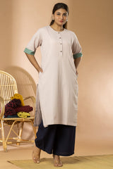 Mauve Pintuck Cotton Long Kurta
