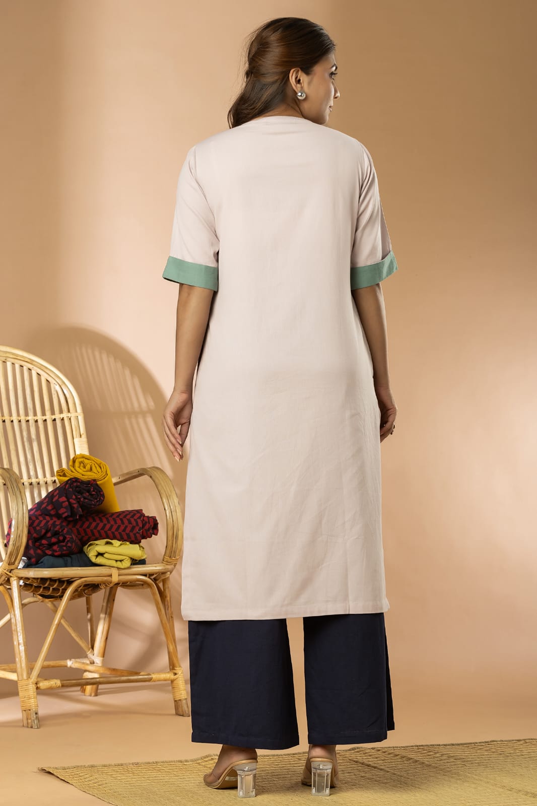 Mauve Pintuck Cotton Long Kurta