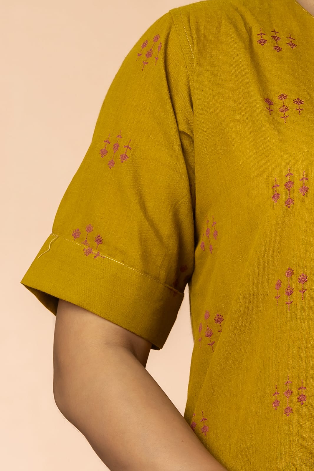 Ochre Women Cotton Buta Long Kurta