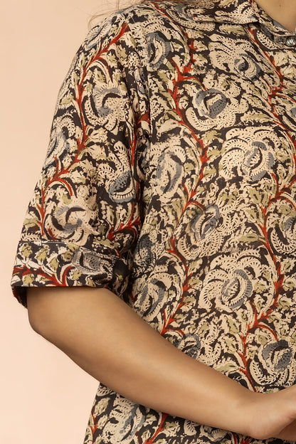 Black Women Kalamkari Long Kurta