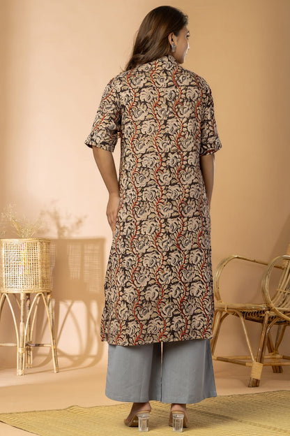 Black Women Kalamkari Long Kurta