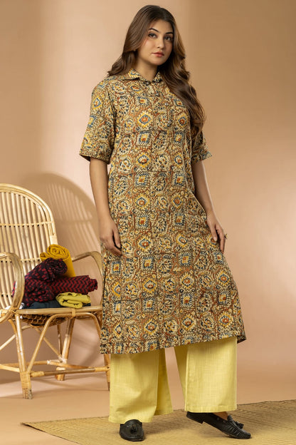 Multicolor Women Kalamkari Long Kurta
