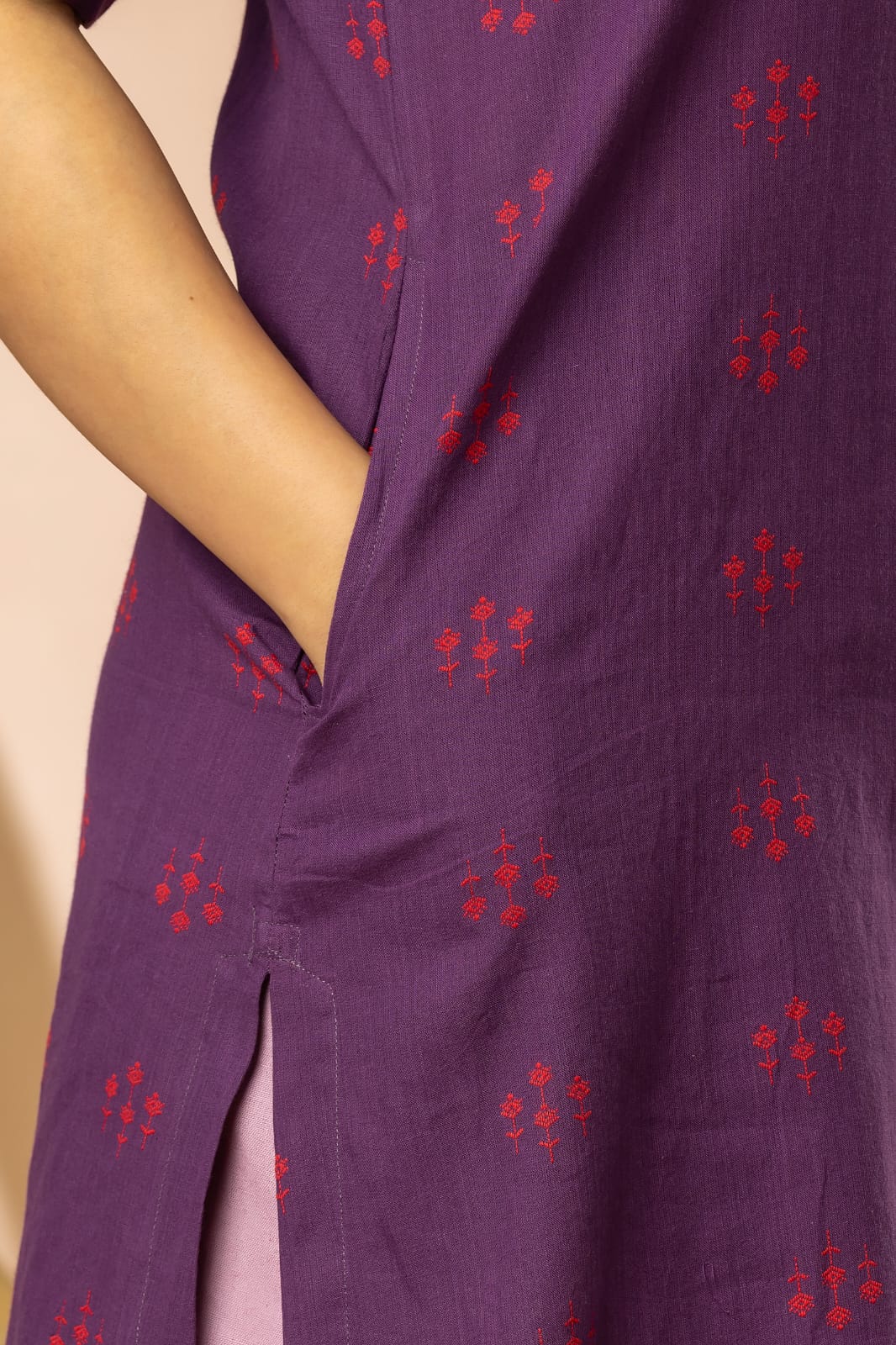 Purple Women Cotton Buta Long Kurta