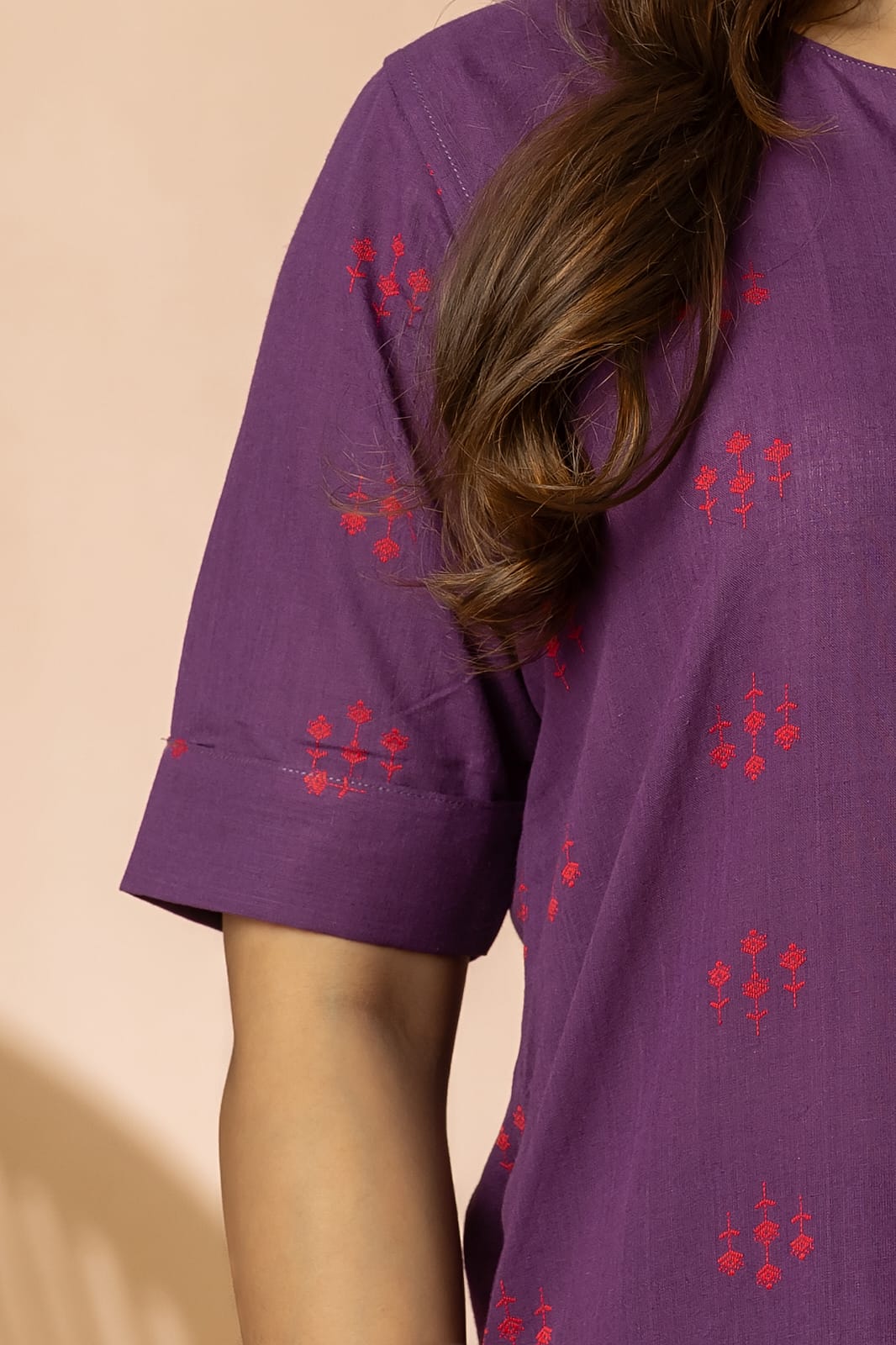 Purple Women Cotton Buta Long Kurta