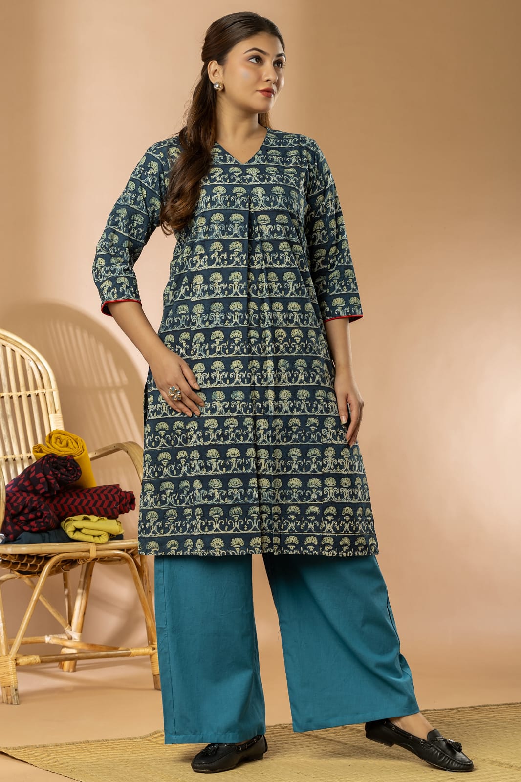 Indigo Women Ajrakh Long Kurta