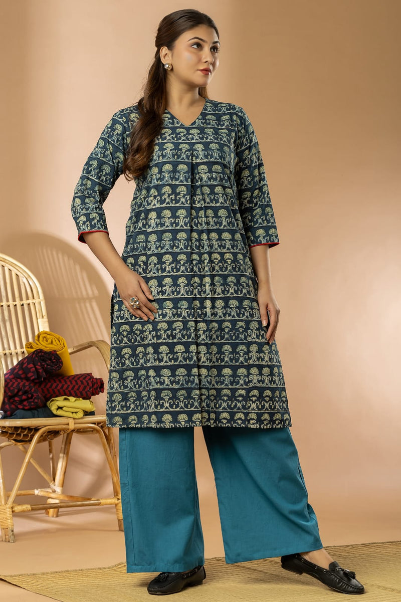 Indigo Women Ajrakh Long Kurta
