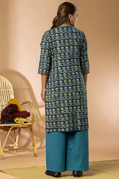Indigo Women Ajrakh Long Kurta