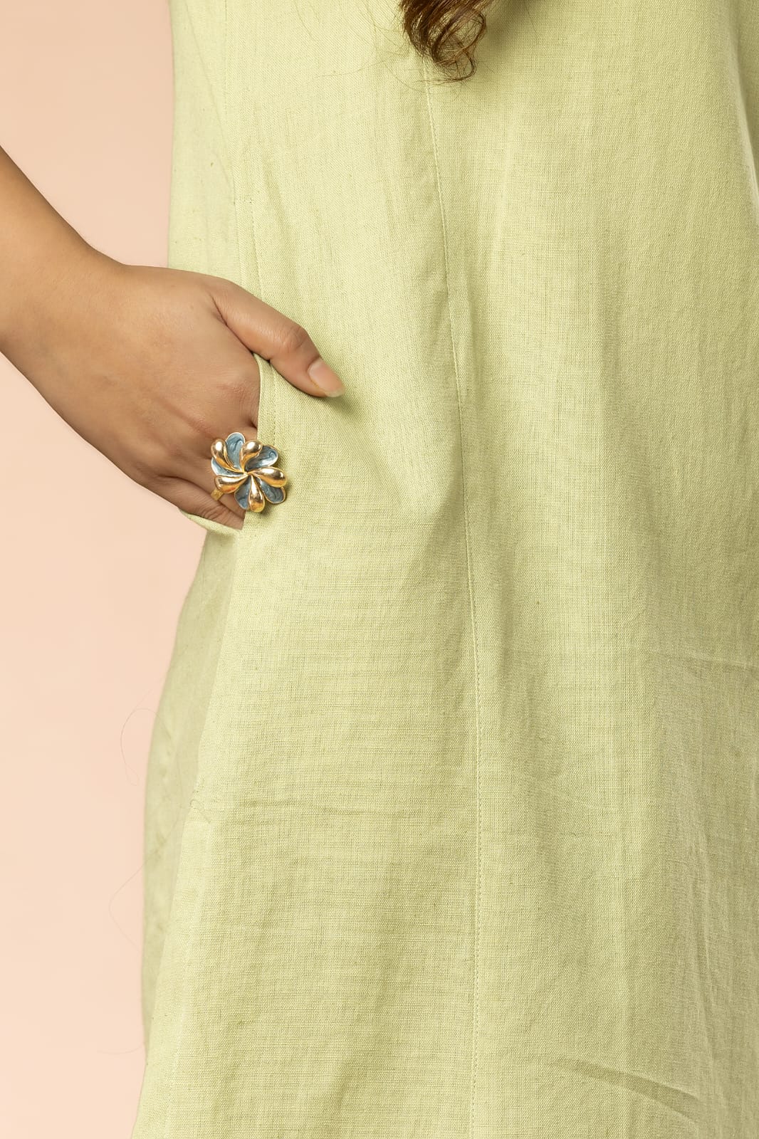 Pista Green Cotton Flex Long Kurta