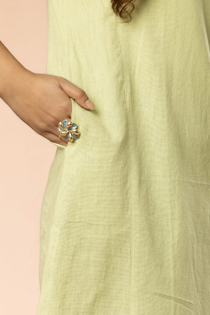 Pista Green Cotton Flex Long Kurta