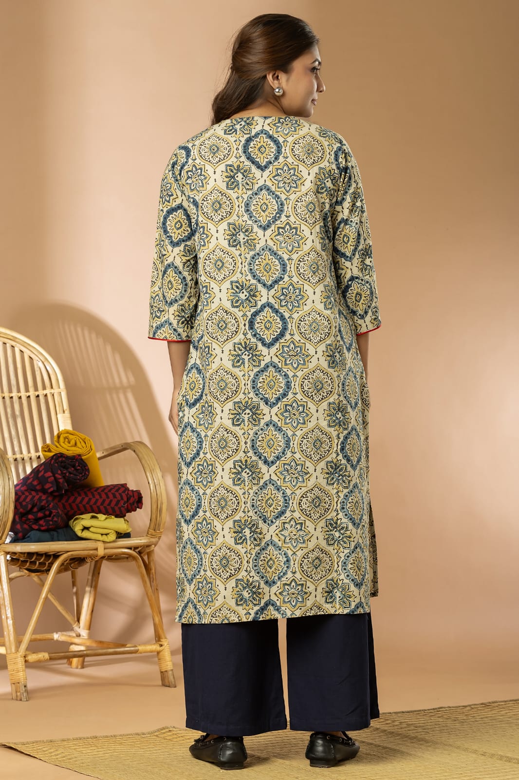 Kora Women Ajrakh Long Kurta