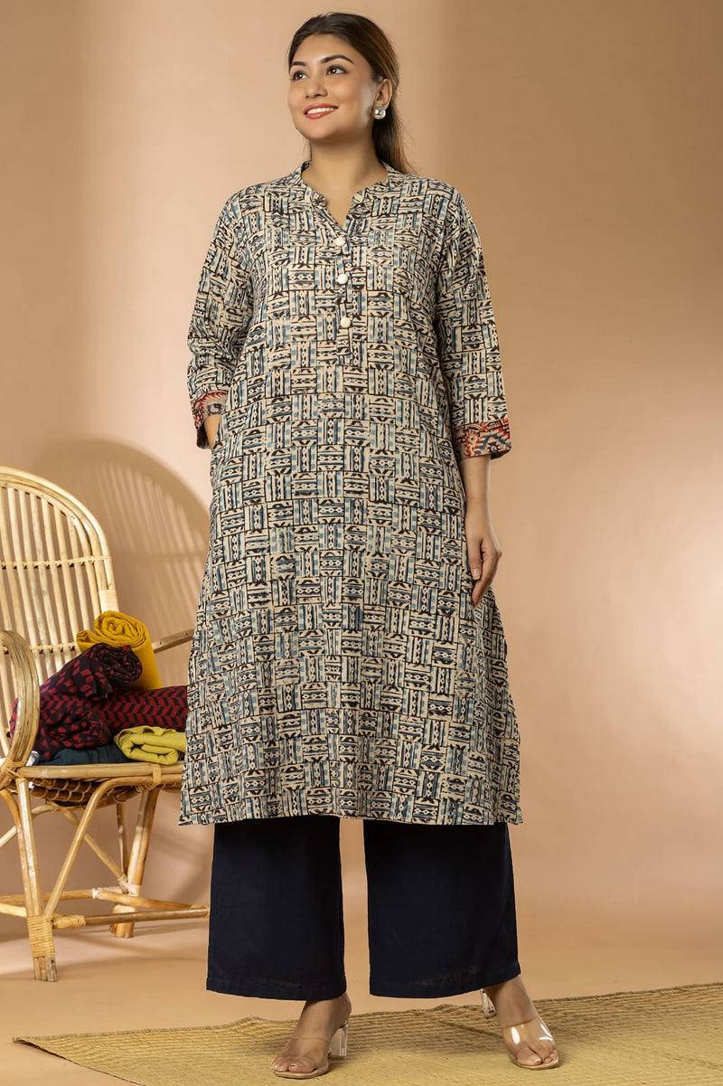 Indigo Women Kalamkari Long Kurta