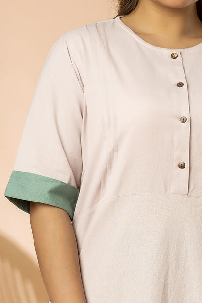 Mauve Pintuck Cotton Long Kurta